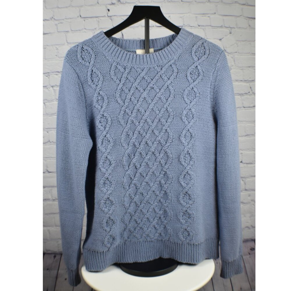 NWT Loft Cable Knit Sweater Blue Women’s Size L